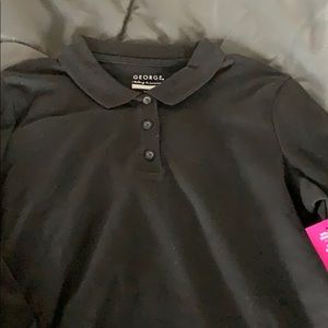 Girls black long sleeve uniform collared shirt